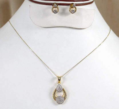 IGI Certified Natural Diamond Necklace with Stud Earrings, Solid 18K Gold Pendant with Chain and Earrings, Designer Gold Diamond Jewelry