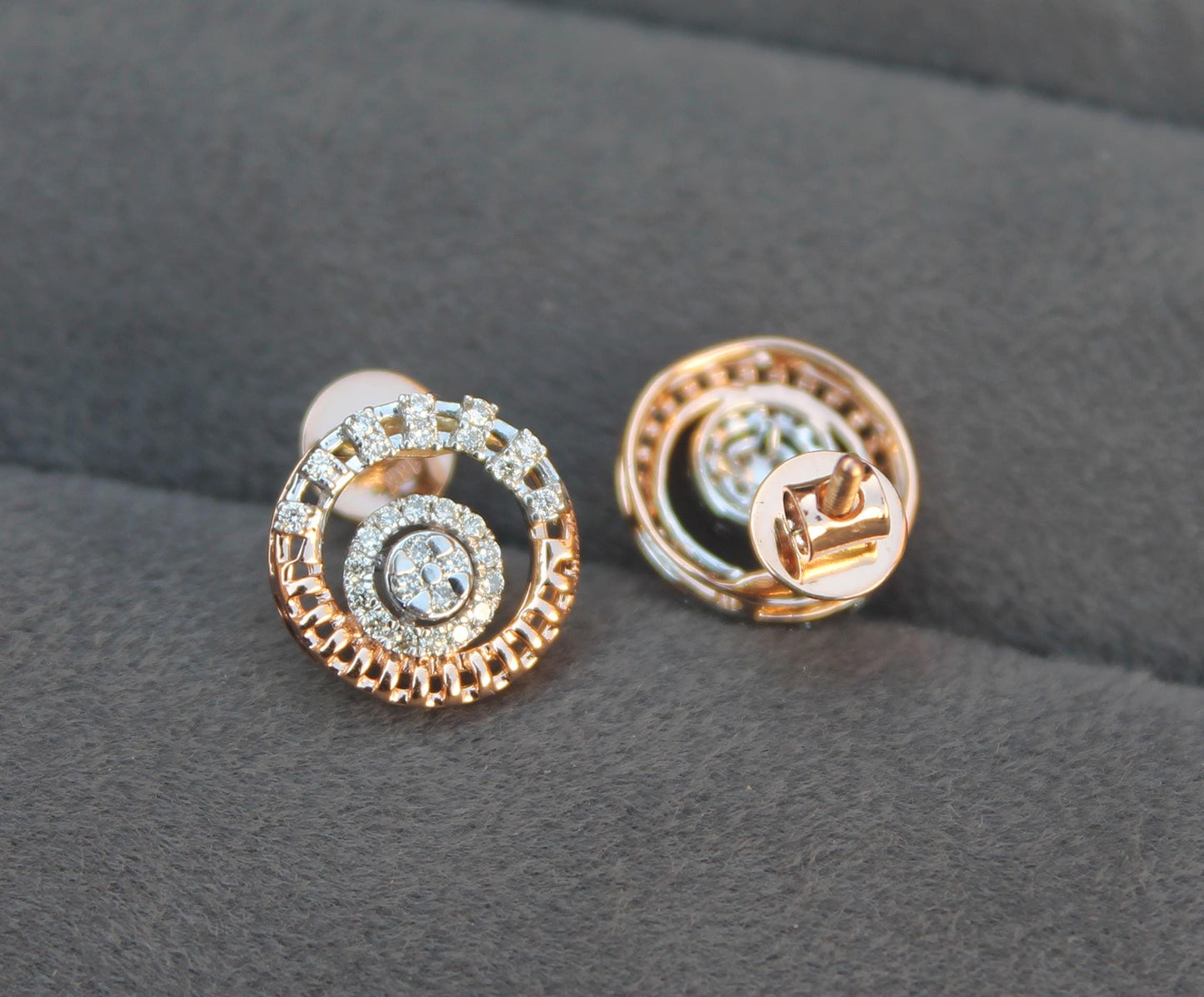 Natural Diamond Necklace Earrings Set, 18K Gold Jewelry Set, Designer Gold Jewelry, Diamond Pendant with Chain, Rose Gold Stud Earring Set