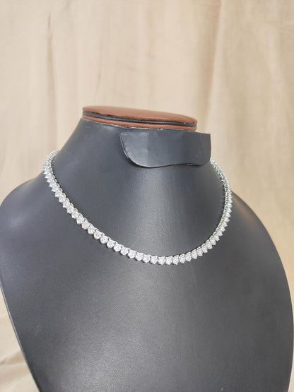 Moissanite Three Prong Tennis Necklace, 925 Sterling Silver Handmade Necklace, 4mm Moissanite Silver Chain, Perfect Anniversary Gift for Her