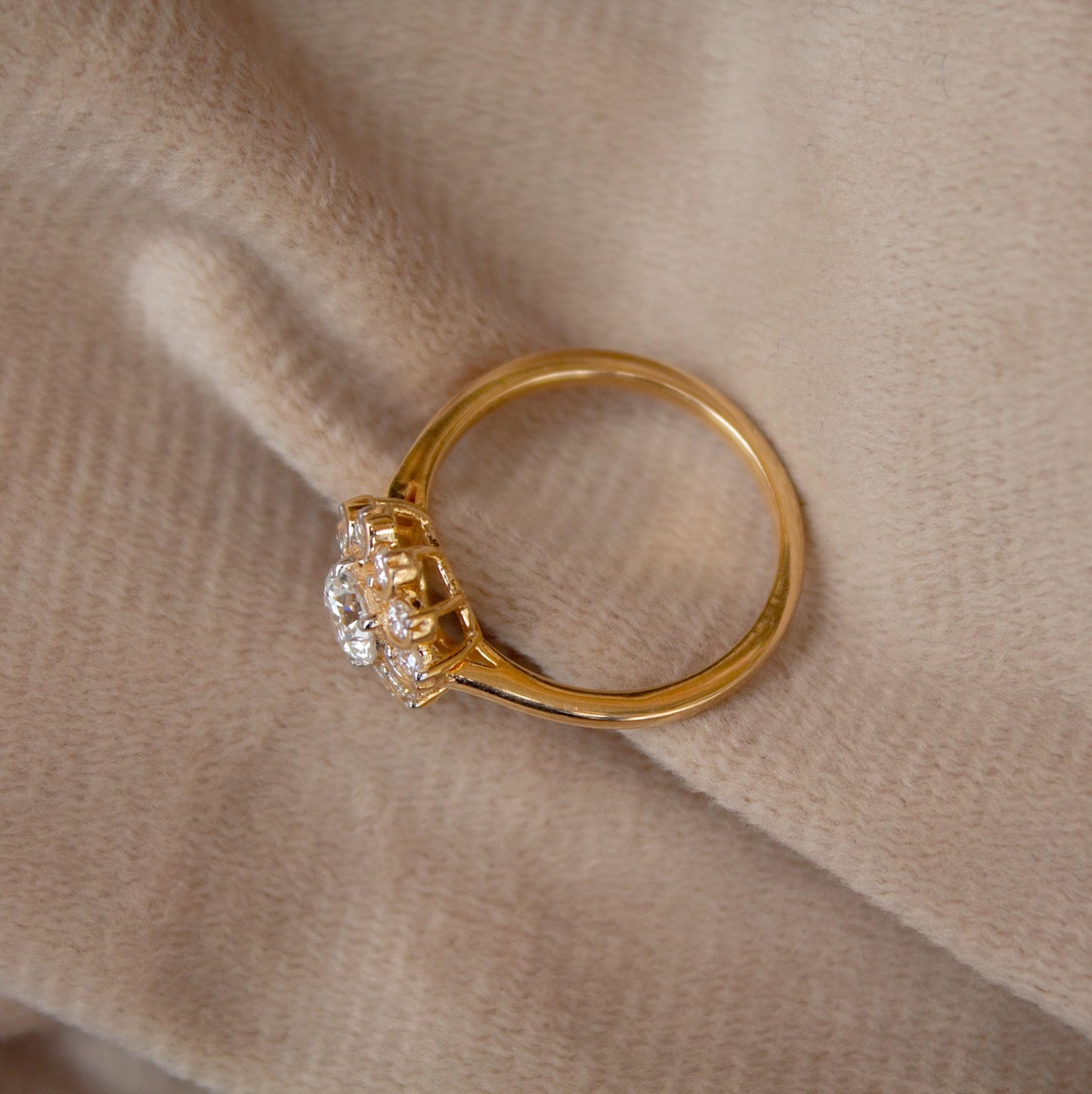 Lab Grown Diamond HPHT Gold Floral Ring, 14K Solid Gold EF/VVs Diamond Ring, Real Gold Jewelry, Ready to Ship, Anniversary Gift For Wife US7