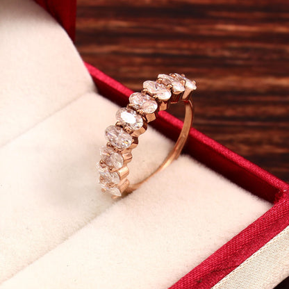 Lab Diamond Ring, Half Eternity Band, Solitaire Diamond Ring, Gold Band For Women, VVS Clarity Diamond Jewelry, Wedding Eternity Gold Band