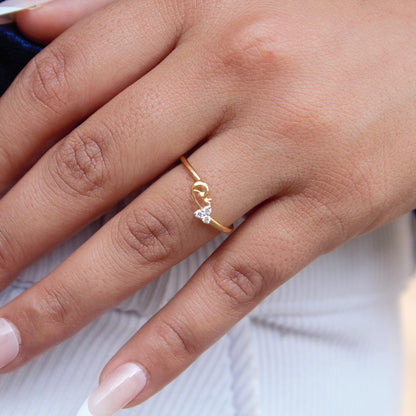 18K Solid Yellow Gold Ring, 0.06 Carat Natural Diamonds, Peacock Design Diamond Ring, Three Stone Diamond Ring, Anniversary Gift For Wife