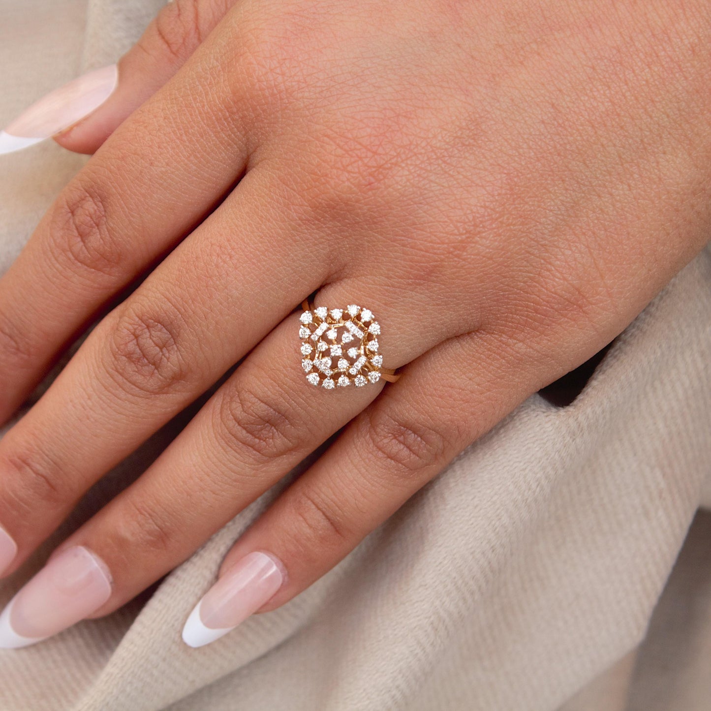 Natural Diamond Gold Ring, IGI Certified Diamond Jewelry, 18K Solid Gold Ring, Statement Gold Ring For Wife, H - I Color Diamond Gold Ring