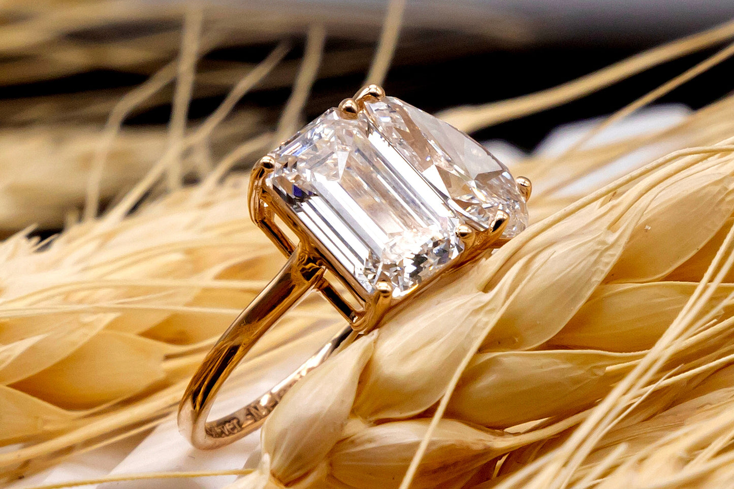 Toi Et Moi Ring, Moissanite Gold Ring, Two Stone Engagement Ring, Bridal Wedding Ring, Anniversary Gift For Her, Statement Solid Gold Ring