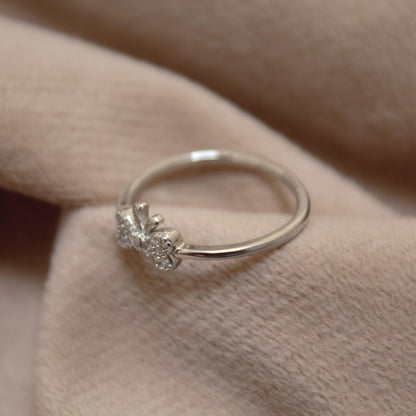 Bow Style Cubic Zirconia Ring, 925 Sterling Silver Dainty Bow Ring, Elegant Thin Stacking Silver Ring, Minimalist Birthday Gift for Daughter
