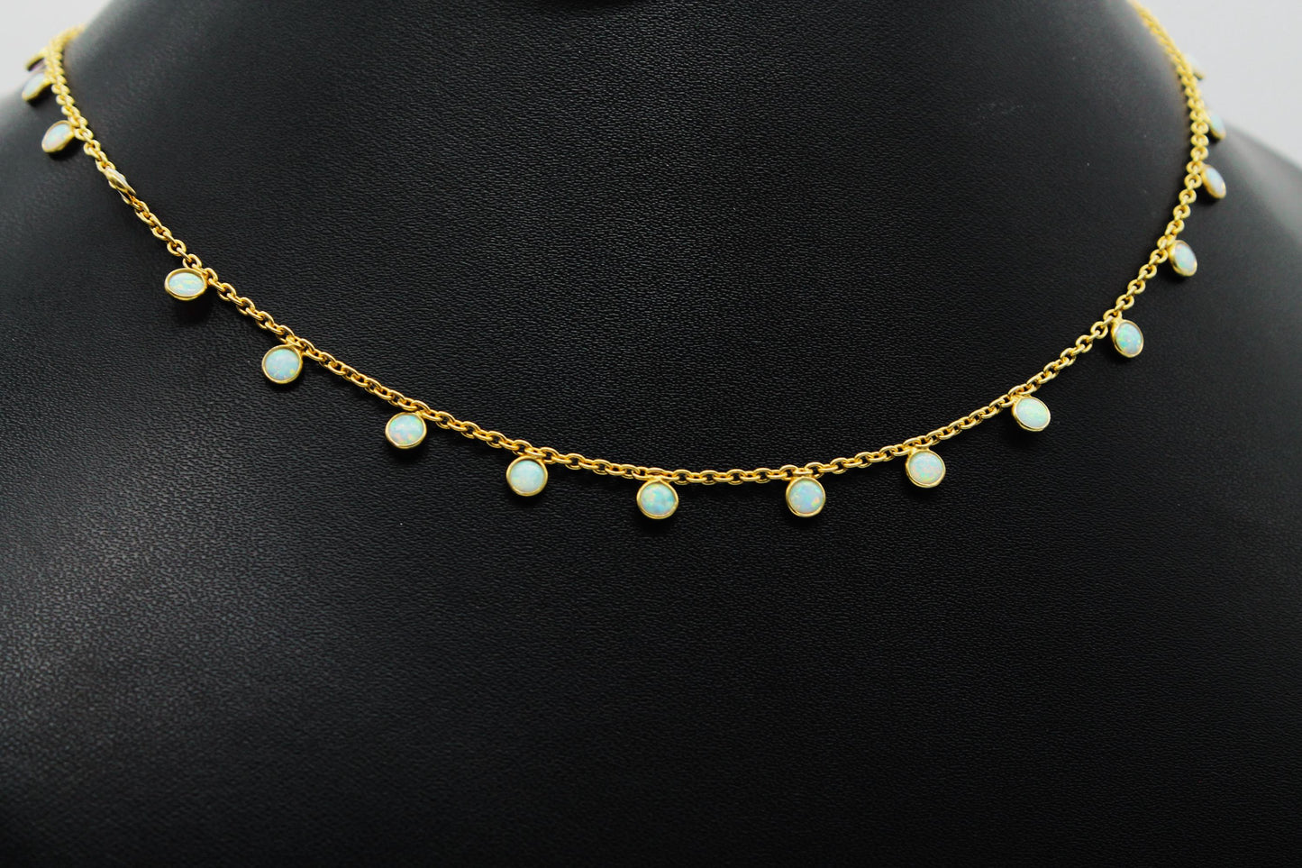 Opal Charm Necklace For Gift, Dainty Opal Jewelry, October Birthstone Necklace, 925 Sterling Silver Necklace for Wife, Opal Charm Necklace