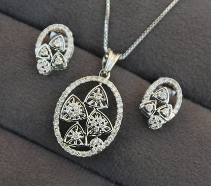 Solid Gold Earring Necklace Set, 18K Gold Diamond Necklace Set, IGI Certified Diamond Jewelry, Natural VS - SI Diamond Designer Jewelry Set