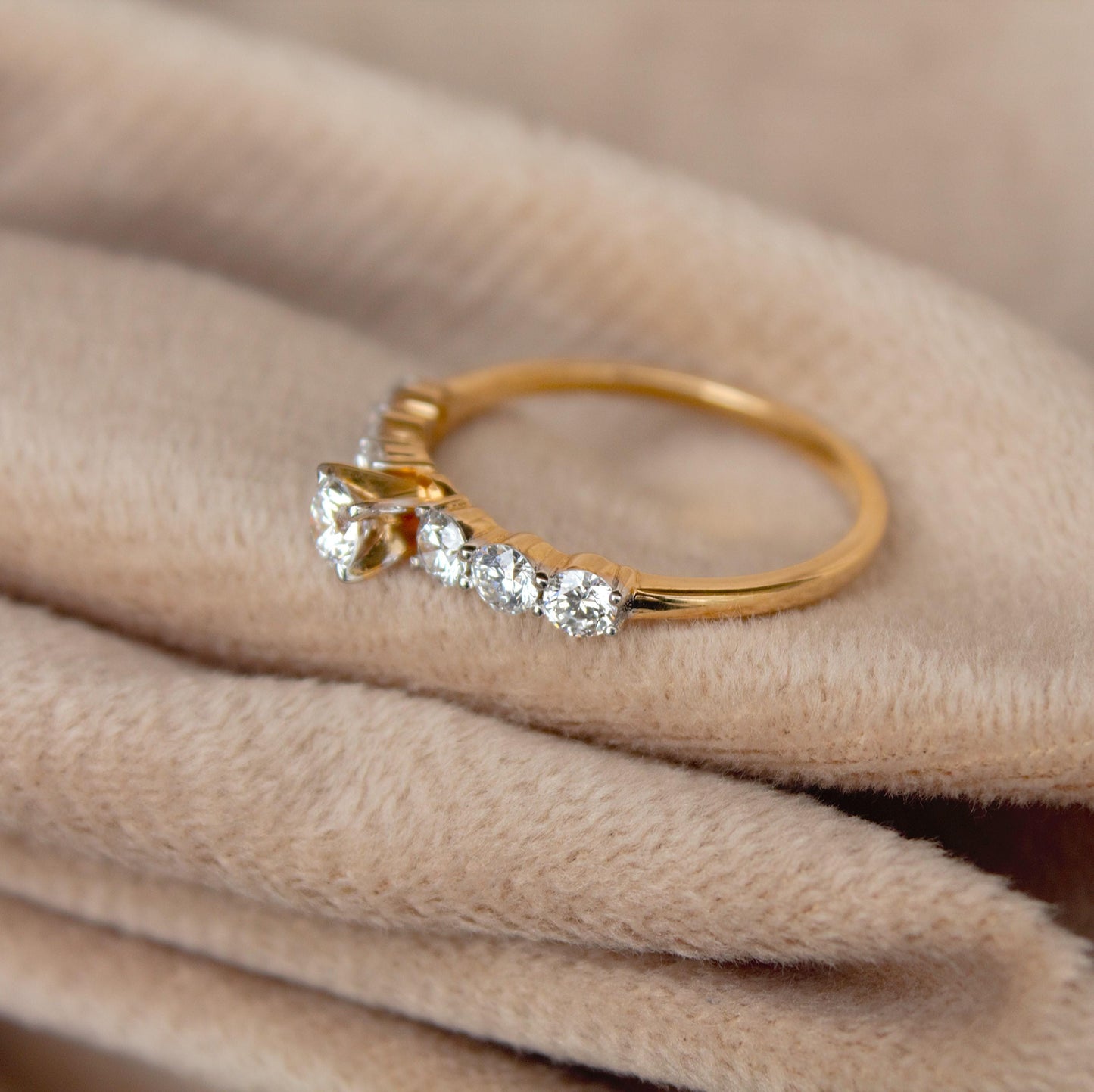 Lab Grown Diamond Minimalist Ring, US 7 Ring, 14K Yellow Gold Anniversary Ring, Stackable Ring for Women, Real Gold Jewelry, Ready to Ship