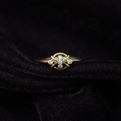 18K Solid Yellow Gold Ring, 6 US Gold Diamond Ring, IGI Certified Diamond Jewelry, Real Diamond Elegant Minimalist Ring For Birthday Gift