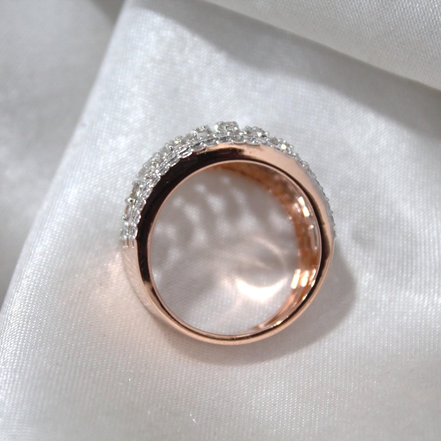 Gold Ring with Tiny Natural Diamond, Shine Pave Diamonds Everyday Wear Engagement Ring for Her, Timeless Gold Band with Genuine Mele Diamond