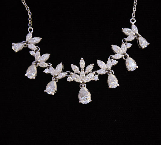 Moissanite 925 Sterling Silver Chain Necklace, Handmade Pear Drop Necklace For Women, Minimalist Marquise Cut Necklace, Wedding Gift for Her