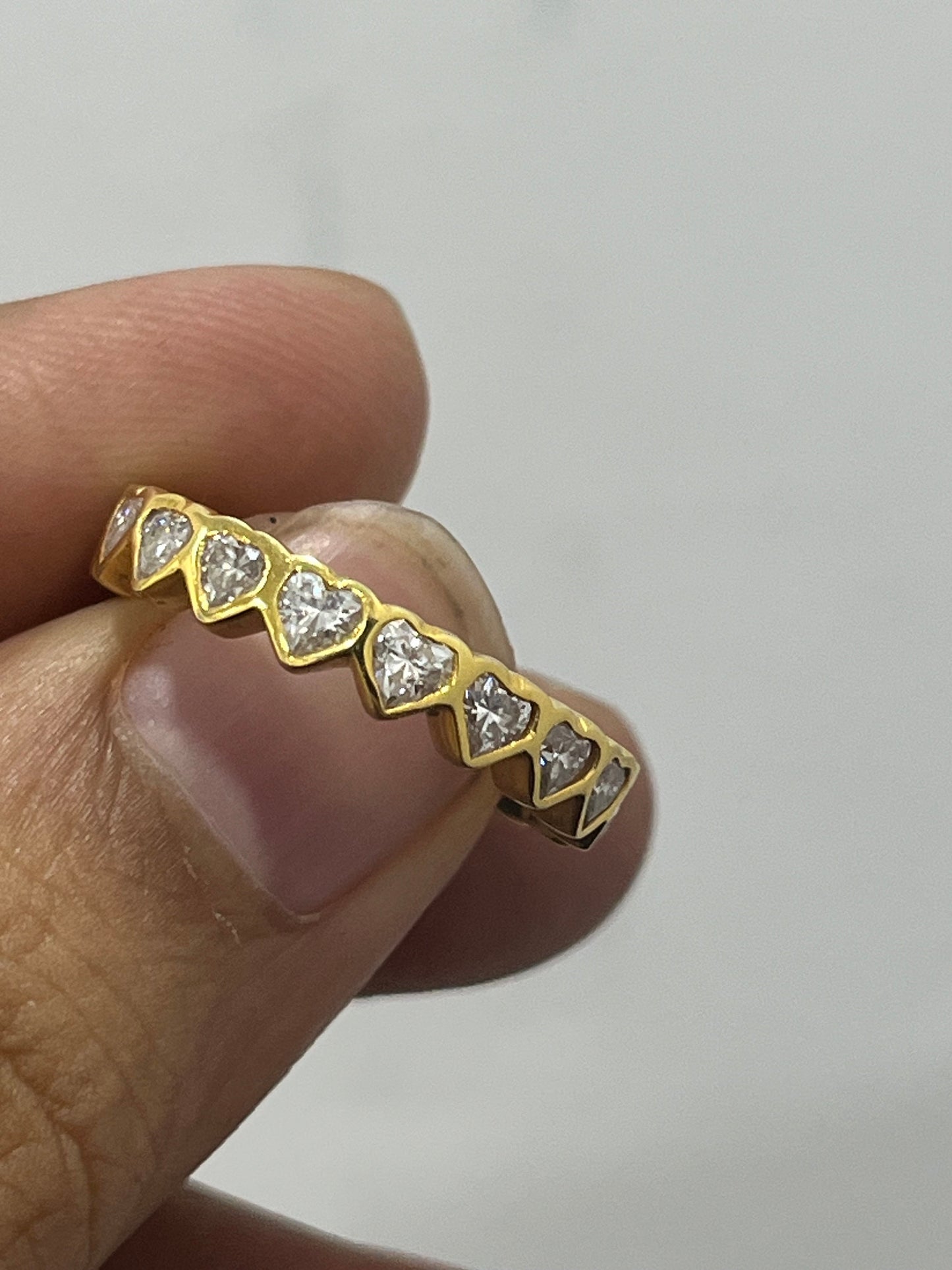 Gold Band Ring- Heart Diamond Ring-Full Eternity Band- Lab Diamond Ring- Conflict Free Gold Ring- Heart Eternity Band- 10K/14K/18K Gold Ring