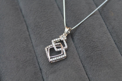 Diamond Gold Necklace with Earrings, 18K Gold Jewelry Set, Designer Gold Jewelry, Real Diamond Pendant with Chain and Stud Earrings Set