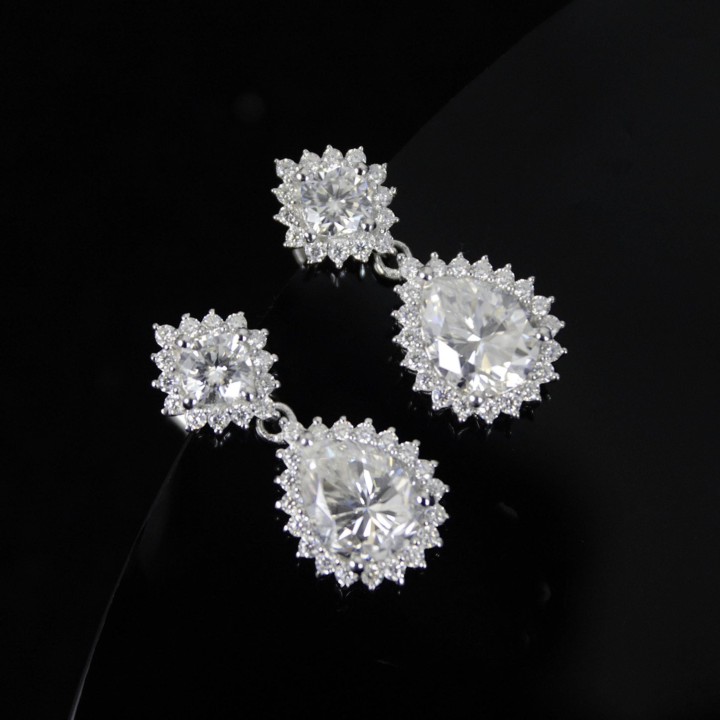 Pear Moissanite Drop Earrings, 925 Sterling Silver Push Back Earrings, Designer Dangle Earrings, Silver Bridal Earrings, Moissanite Jewelry