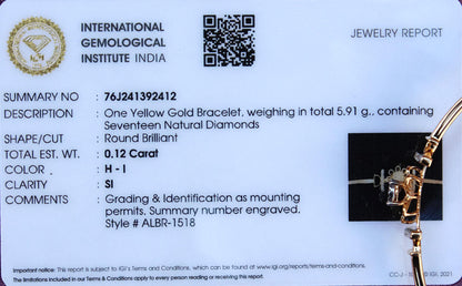 14K Solid Gold Bracelet, Flower Design Natural Diamond Bangle Bracelet,  IG Certified Cuff Bangle Bracelet Gift For Her, Stackable Bracelet