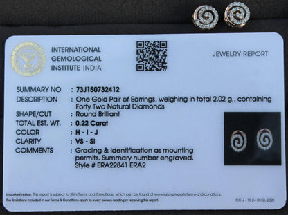 Natural Diamond Gold Jewelry Set, Light Weight Diamond Jewelry, H-I-J Color Diamonds, IGI Certified 18K Gold Chain with Pendant Earrings Set