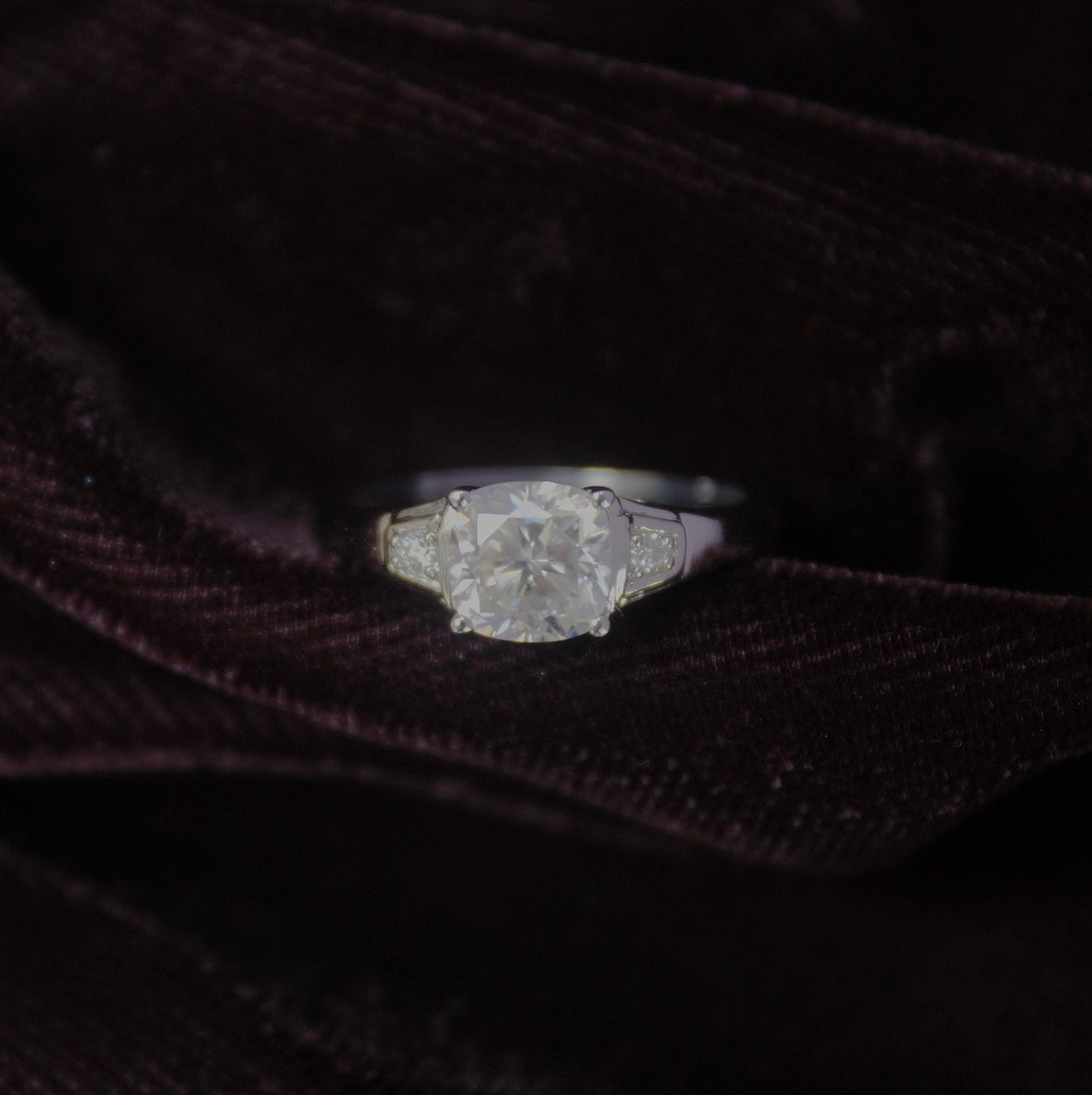 White Moissanite Cushion Cut Ring, Prong Set Ring for Her, 925 Sterling Silver Minimalist Ring, Handmade Ring for Men and Women, Dainty Ring