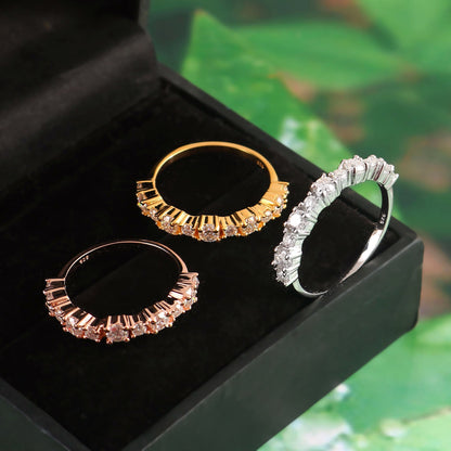 Half Eternity Wedding Band, Lab Grown Diamond Band, Gold Ring, Eternity Pave Diamond Band, Stacking Moissanite Band, Bridal Engagement Ring