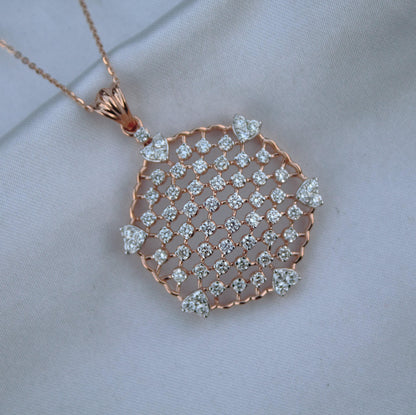 GH Color VS-SI Clarity Natural Diamonds, Beautiful Natural Diamond Necklace Earring Set, 18k Rose Gold Jewelry Set With igi Certificate