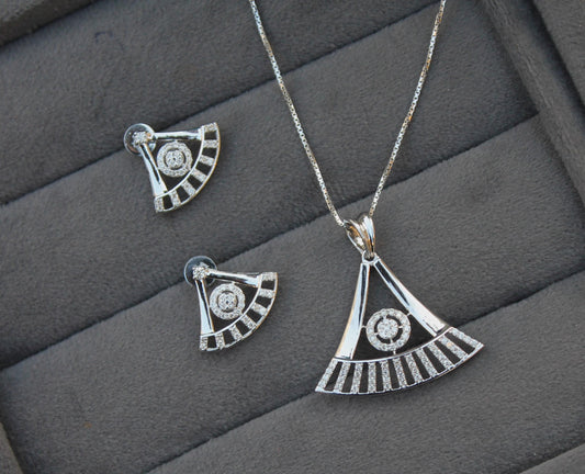 Minimalist Gold Diamond Jewelry, Natural Diamond Necklace Earring for Bride, Available in White Gold, Yellow Gold, Rose Gold, IGI Certified