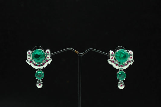 Emerald & Ruby Necklace Set with moissanite, Beautiful Green Jewelry, Victorian Statement Necklace,