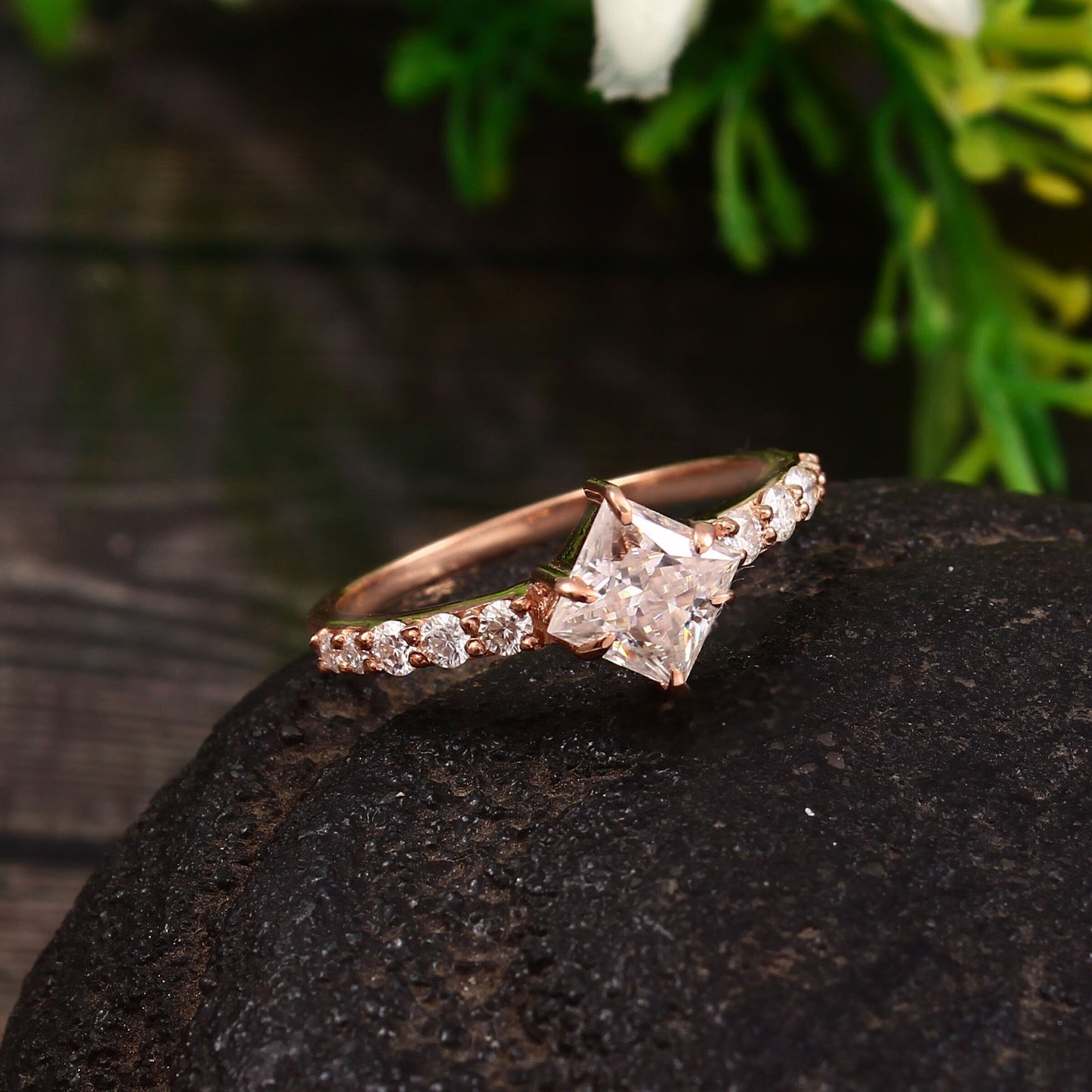 Princess Cut Lab Grown Diamond Gold Ring, Solitaire Minimalist Ring, Lab Created Diamond Ring For Her, Designer Wedding Ring, Christmas Gift