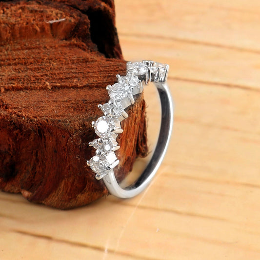 14k Gold Eternity Ring, Colorless Moissanite Ring, Solid Gold Moissanite Ring, Dainty Ring for Women, Designer Minimalist Ring for Bride