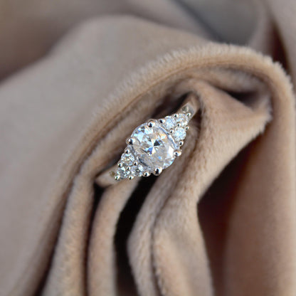 Solitaire Oval Moissanite Ring in 925 Sterling Silver, Dainty Silver Ring, Handmade Ring for Women, Classic Silver Ring for Anniversary Gift