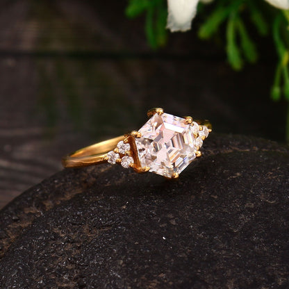 Hexagon Cut Diamond Ring, Stackable Ring, 10K-14K-18K Gold Ring, Lab Diamond Ring, Proposal Ring, All Sizes Available, Perfect Gift For Her