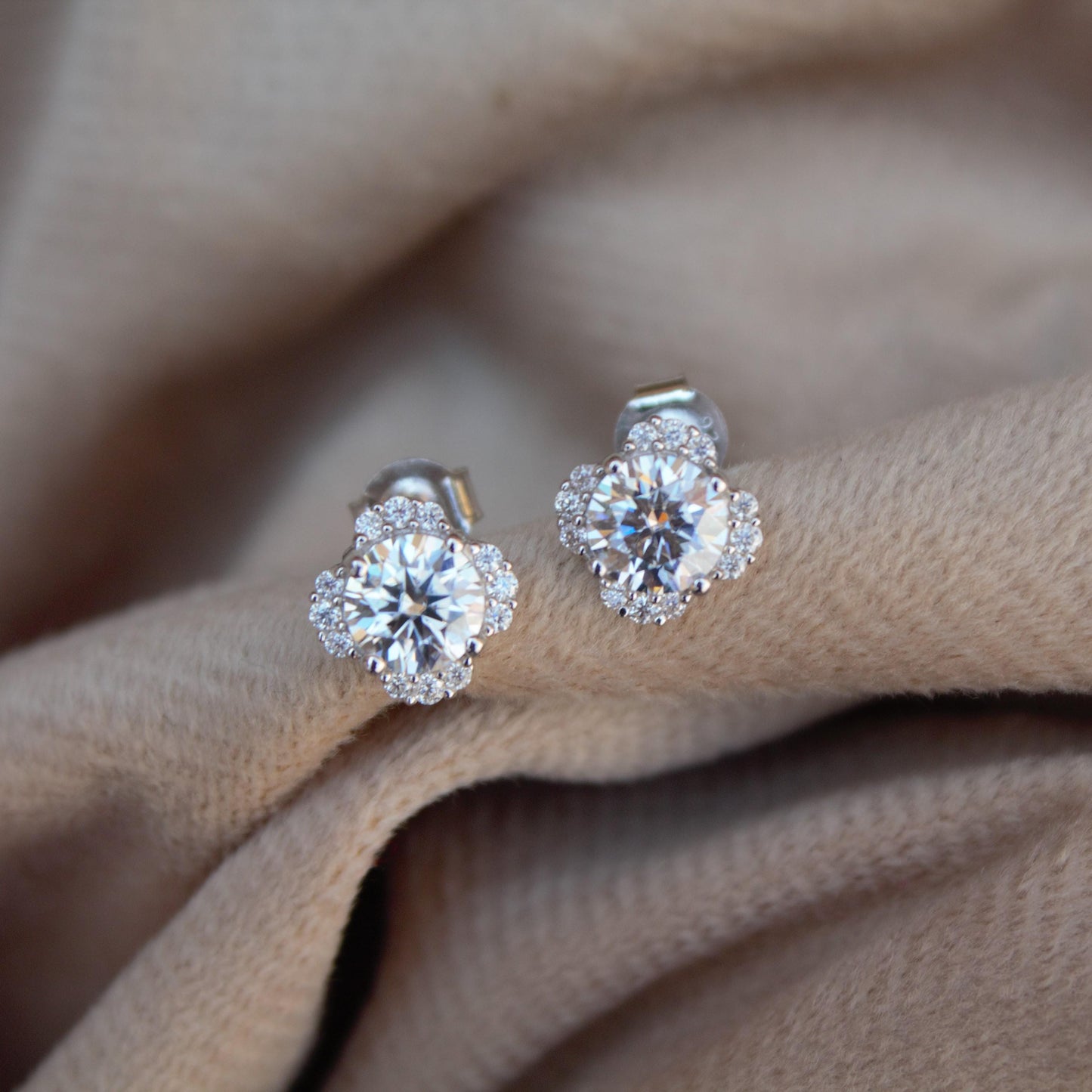 Round Cut Moissanite Stud Earrings, Minimalist Silver Stud Earrings, Dainty Silver Earrings, 925 Sterling Silver Studs, Anniversary Gift