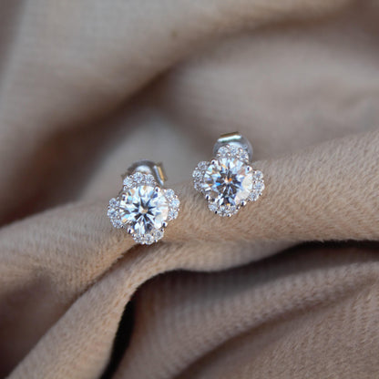 Round Cut Moissanite Stud Earrings, Minimalist Silver Stud Earrings, Dainty Silver Earrings, 925 Sterling Silver Studs, Anniversary Gift