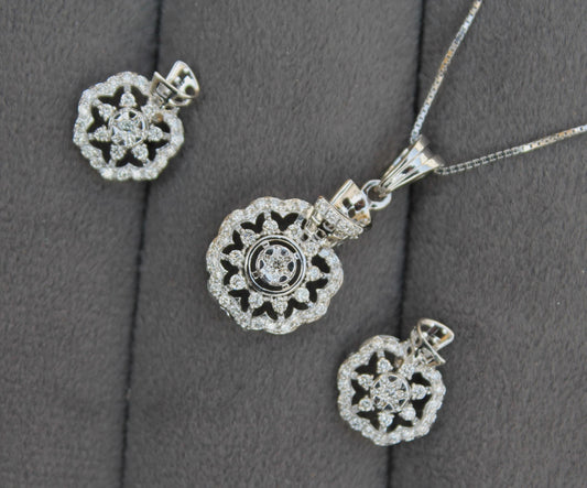 Real Diamond Jewelry Set For Her, IGI Certified Diamond Necklace with Earrings, White Gold Floral Necklace Earring Set, Gift For Special One