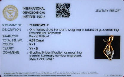 Natural Diamonds Without Chain Pendant, 18K Solid Gold Diamond Pendant, Lightweight Diamond Mini Pendant, IGI Certified Jewelry Gift for Her