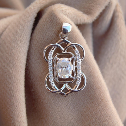 Solid 925 Sterling Silver Elongated Cushion Cut Moissanite Pendant, Minimalist Charm Pendant for Chain, Solitaire Pendant, Wedding Gift