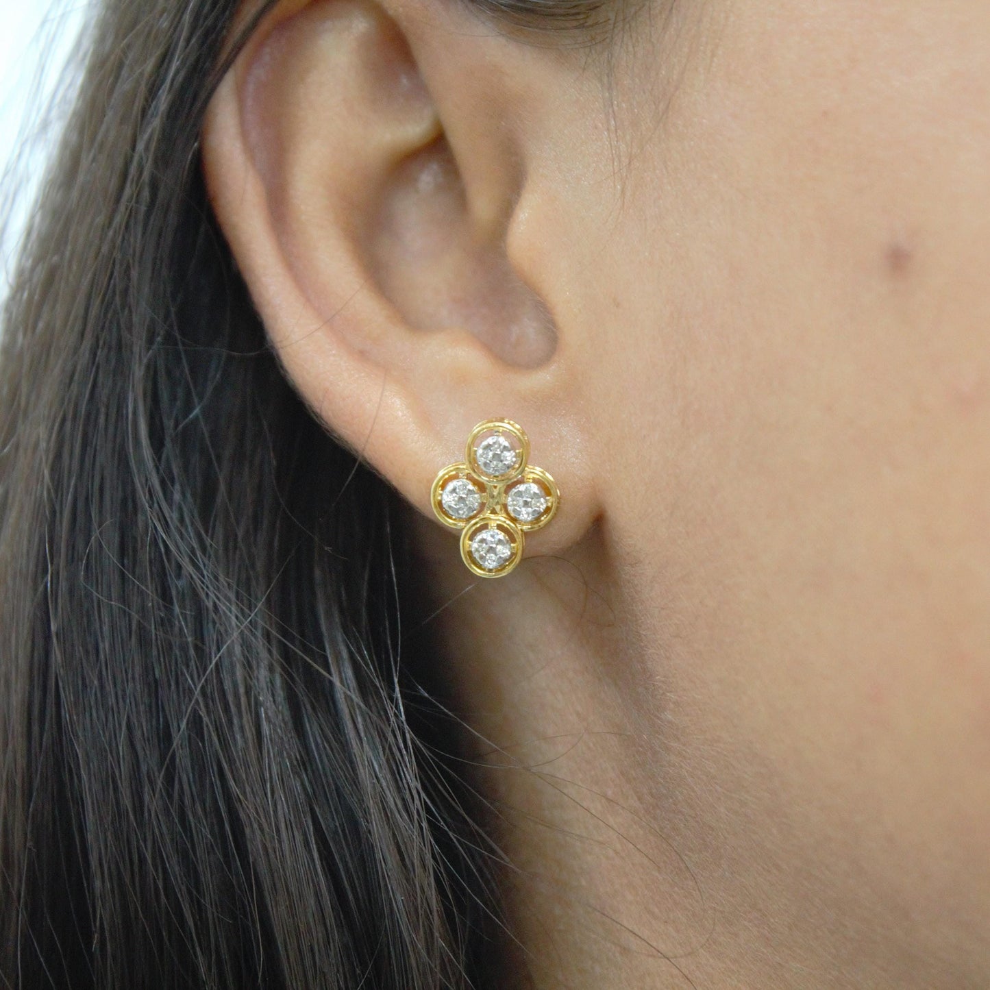 18k Gold Diamond Necklace Earring Set, Classic Handmade Bridal Jewelry Set, Designer Wedding Gift, Real Diamond Pendant with Stud Earrings