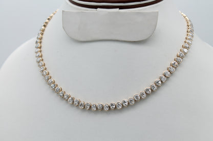 Lab diamond Pear Solid Gold Tennis Necklace- Bezel Setting Pear Lab diamond Necklace