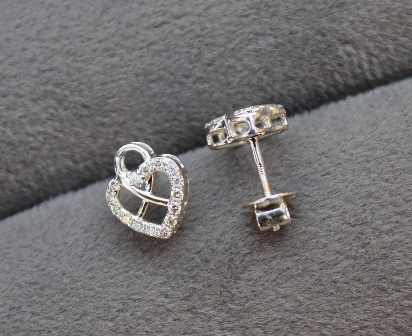 Heart Shape White Gold Pendant Earrings Set, Perfect Gift For Valentines Day, Natural Diamond Gold Jewelry Set, 18k Gold Pendant With Chain