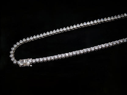 Three Prong Moissanite Tennis Necklace, 925 Sterling Silver Handmade Necklace, 3mm/4mm Moissanite Silver Chain, Ready To Ship Necklace