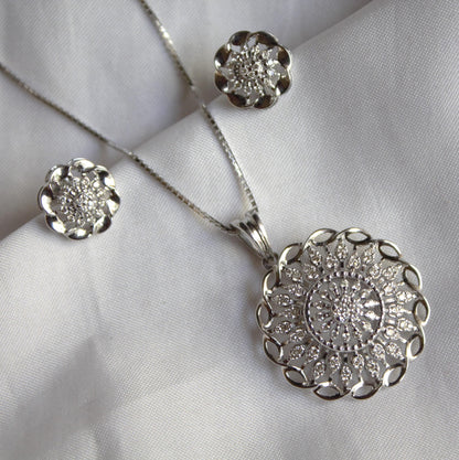 Natural Diamond18K Gold Jewelry Set, IGI Certified Diamond Jewelry for Her, Chain Pendant Necklace with Stud Earring, Statement Jewelry Gift