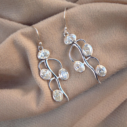 Drop & Dangle Earrings, 925 Silver Moissanite Earring for Women, Bezel Setting Silver Earrings, Victorian Look Silver Earring for Girlfriend