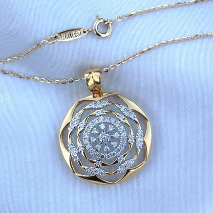 Natural Diamond Halo Cluster Pendant, 18k Solid Yellow Gold Pendant for Wife, IGI Certified Beautiful Diamond Pendant, Designer Elegant Gift