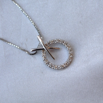 Minimalist Real Diamond Necklace Earring Set, 18k White Gold Jewelry Set, Gold Chain Pendant with Stud Earrings, Perfect Engagement Jewelry