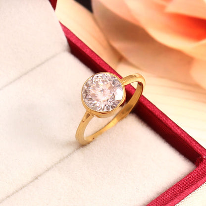 Lab Diamond Ring, IGI Certified Brilliant Cut Round Shape Ring, Bezel Setting Ring, Yellow Gold Ring, Handmade Jewelry, Gift for Bridesmaids