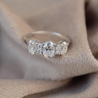 Oval Cut Solid Silver Ring, White Moissanite Jewelry, 925 Sterling Silver Moissanite Ring, Statement Travel Jewelry, Solitaire Ring for Her