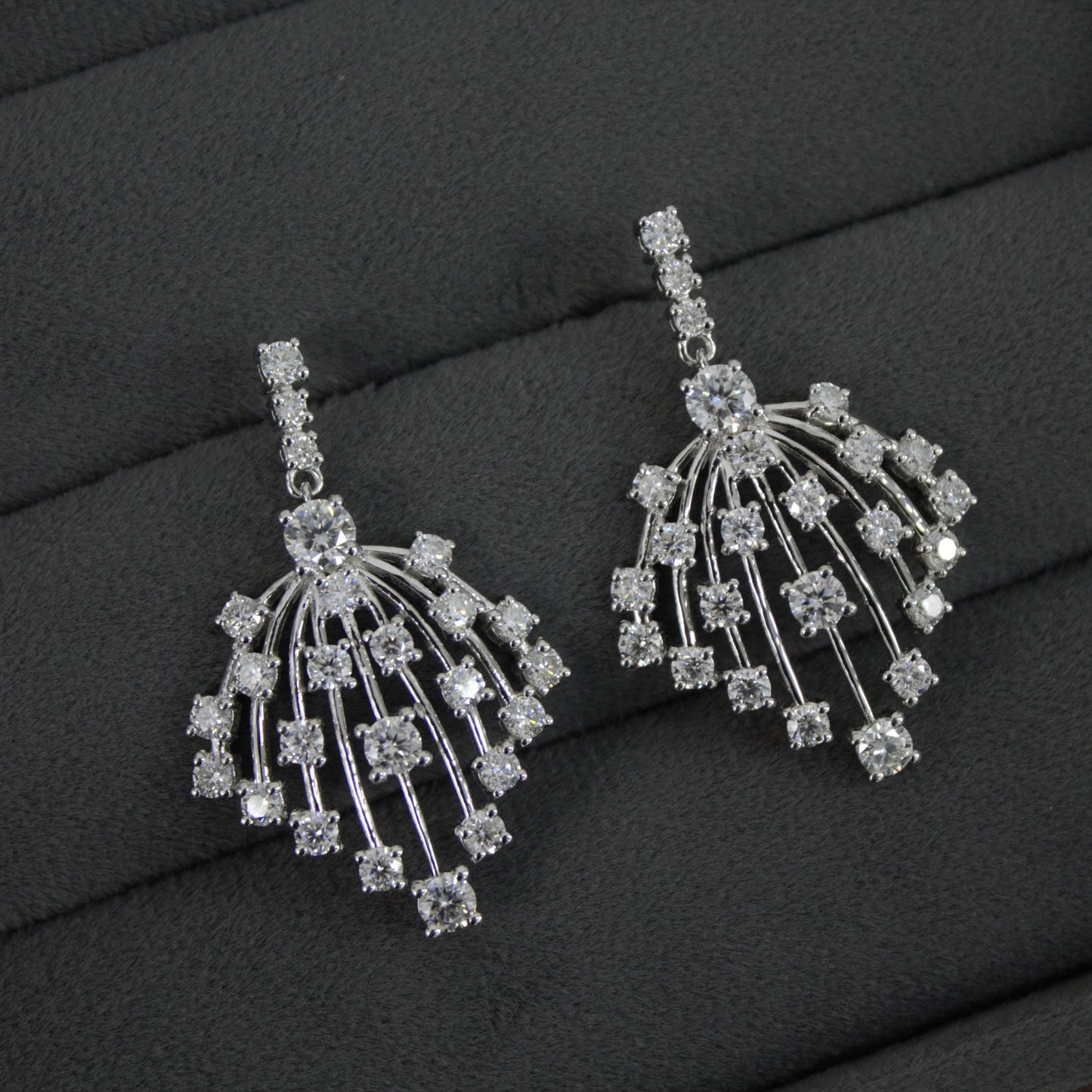 Moissanite 925 Sterling Silver Dangle Earrings, Designer Statement Earrings for Women, White Moissanite Jewelry, Wedding Earrings for Bride