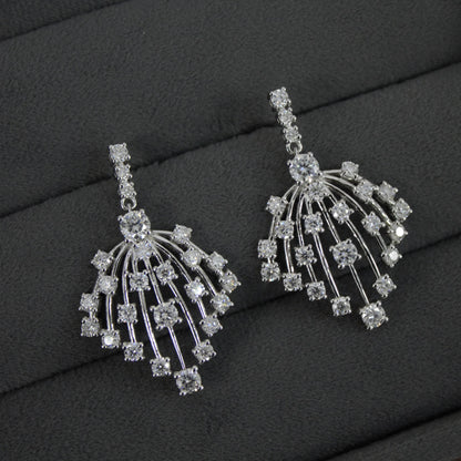 Moissanite 925 Sterling Silver Dangle Earrings, Designer Statement Earrings for Women, White Moissanite Jewelry, Wedding Earrings for Bride