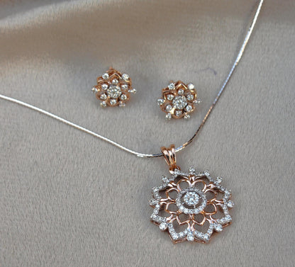 Natural Diamond Gold Jewelry For Anniversary Gift, 18K Real Gold Diamond Pendant Earring Set, IGI Certified Jewelry, Perfect Gift For Wife