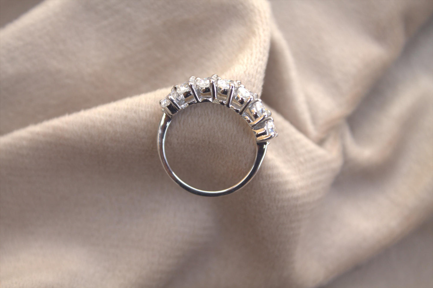 Half Eternity Moissanite Ring Band, Pear Cut White Stone Ring, 925 Sterling Silver Stackable Ring, Engagement/Anniversary Band, Gift for Her