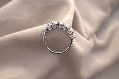 Half Eternity Moissanite Ring Band, Pear Cut White Stone Ring, 925 Sterling Silver Stackable Ring, Engagement/Anniversary Band, Gift for Her