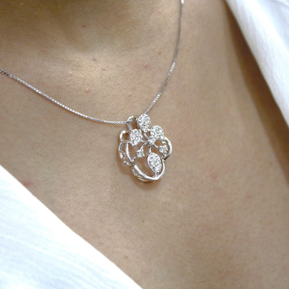 Natural Diamond Jewelry Set in Solid 18k Gold, Designer Pendant Necklace with Stud Earrings, IGI Certified Jewelry, White Gold Jewelry Gift